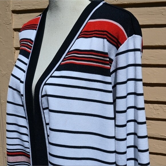 CJ Banks Multicolor Stripes Open Front Cardigan Sweater Women's Plus Size 1X - Picture 7 of 12